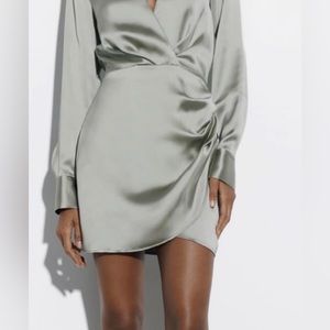Zara Satin Wrap Dress NWT size XS